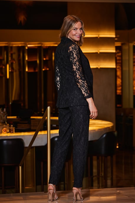 Black Premium Lace Detail Tuxedo Trousers
