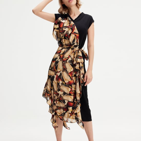 Asymmetrical dress with graphic print