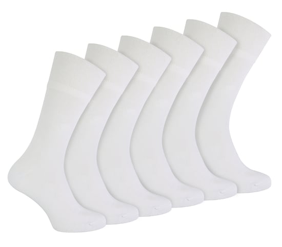 IOMI - 6 Pack Mens Diabetic Bamboo Socks | Extra Wide Seamless Loose Non Elastic Socks - White - Image 1