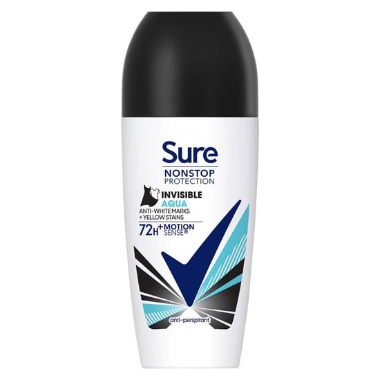 Sure Women Motion Sense AP Deodorant Rollon 72H Nonstop, Invisible Aqua, 50ml, 3 Pack