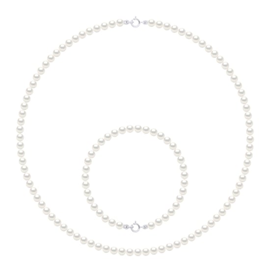 Set Necklace Bracelet is made up of : Necklace of Real Cultured Freshwater Pearls Round 4-5 mm