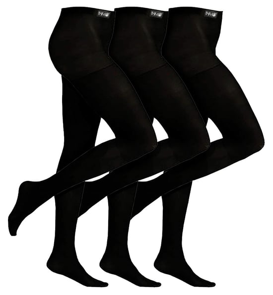 3 Pair Multipack Girls Thermal Tights for Winter | THMO | Black Warm Tights Ideal for School - Black - Image 1