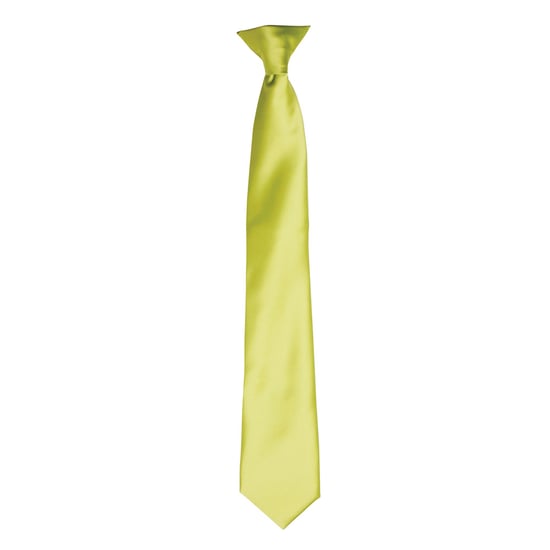 Premier Kleuren Heren Satin Clip Tie (Kalk) - Image 1
