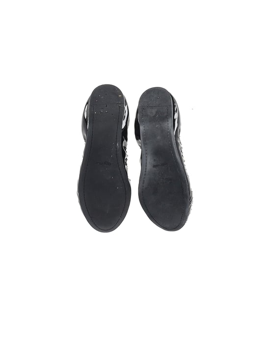 Miu Miu Embellished Ballerinas in Black Patent Leather