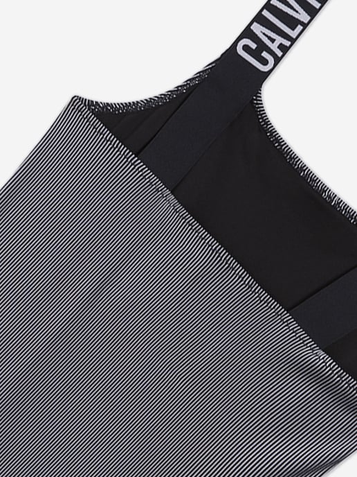 Calvin Klein Girls Logo Strap Swimsuit in Black