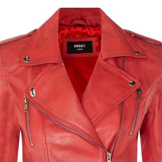 Ladies leather Brando biker jacket-Loddon