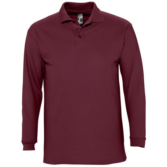 SOLS Heren-Winter II Poloshirt met lange mouwen van Piqué katoen (Bourgondië) - Image 1