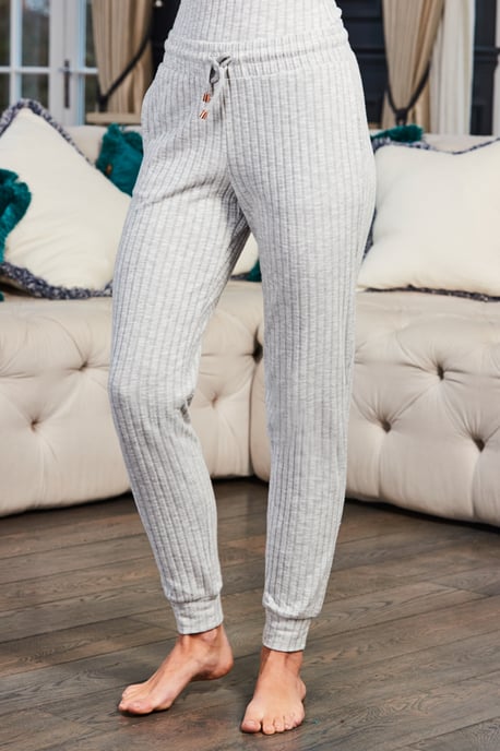 Grey Marl Rib Slim Leg Loungewear Joggers