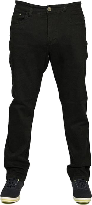 Kam Mens Big King Size Stretch Chinos Jeans Black