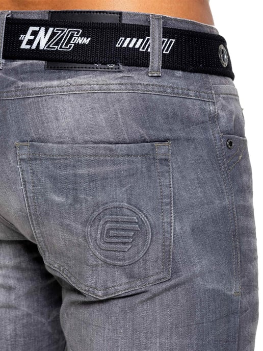 Enzo Mens Denim Straight Fit Jeans - Grey