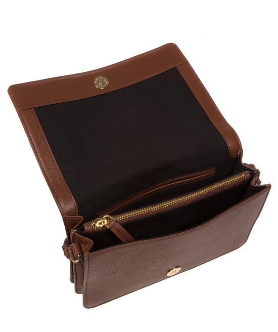 Gwen' Dark Tan Nappa Leather Cross Body Bag