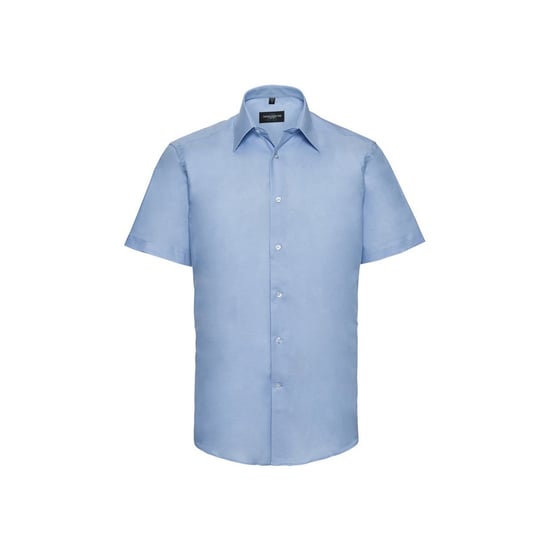 Russell Collection Mens Oxford Tailored Short-Sleeved Shirt (Oxford Blue) - Image 1