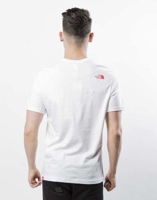 The North Face Men's Fine Short Sleeve T Shirt White/Red - Image 2