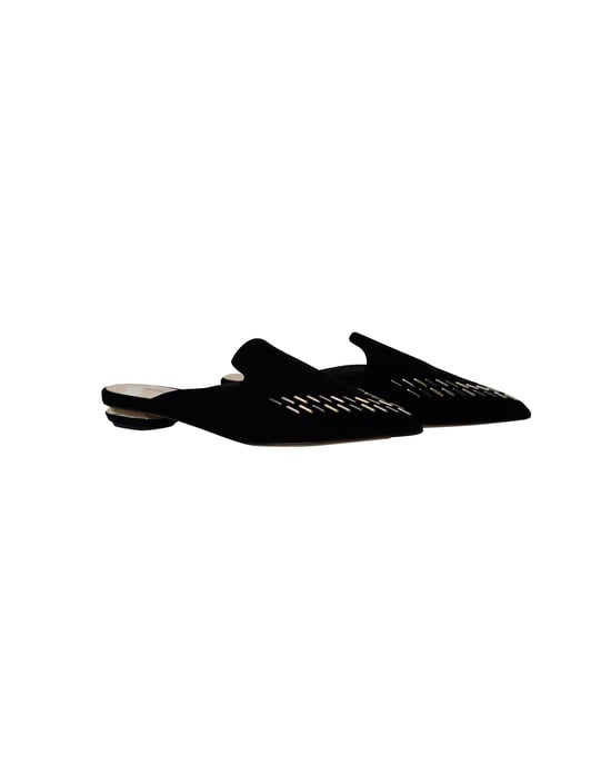 Nicholas Kirkwood Beya Flat Mules in Zwarte Fluweel - Image 3