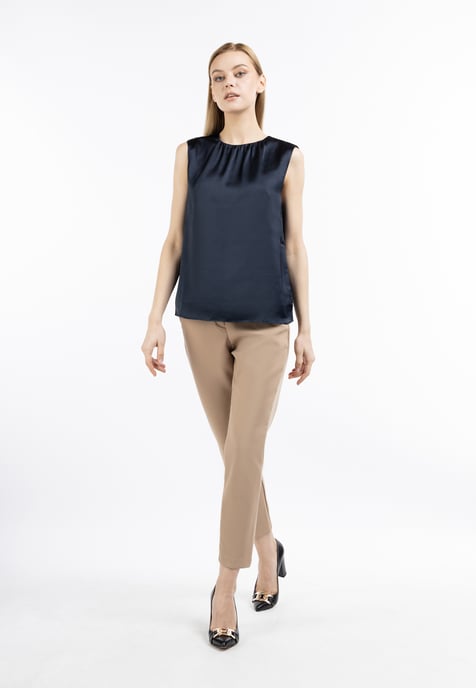 Dreimaster blouse met korte mouwen Dames marine - Image 2