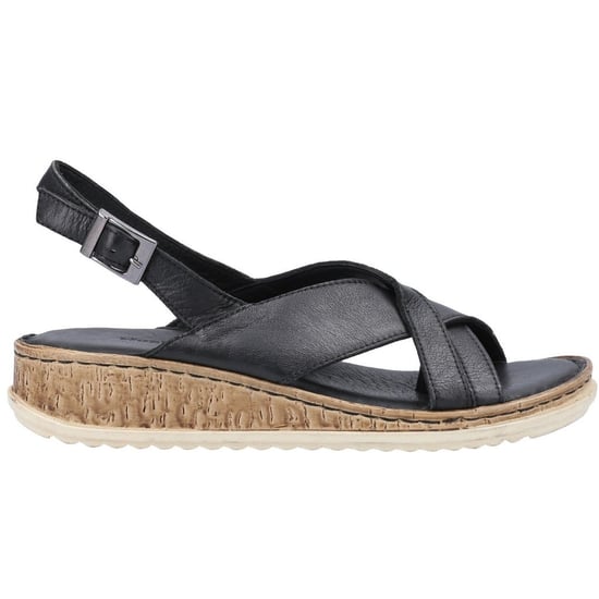 Hush Puppies Womens/Ladies Elena Leather Wedge Sandal (Black)