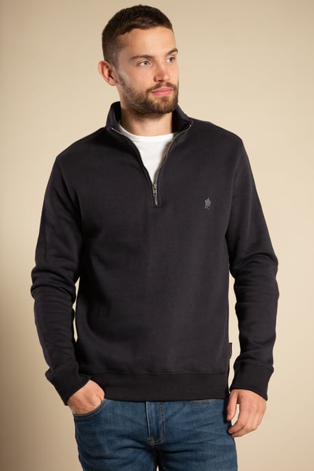 Navy Cotton Blend Half-Zip Jumper