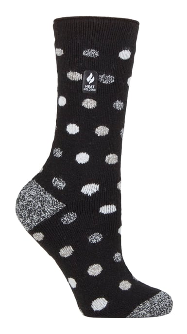 Heat Holders Lite - Womens Insulated Thermal Socks | Multiple Designs Including Argyle Stripes Hearts Stars | Warm Socks for Winter - Black/ White (Malaga) - Image 1