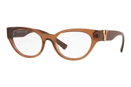 Versace Cat eye plastic Women Eyeglasses Transparent Brown / Clear Lens