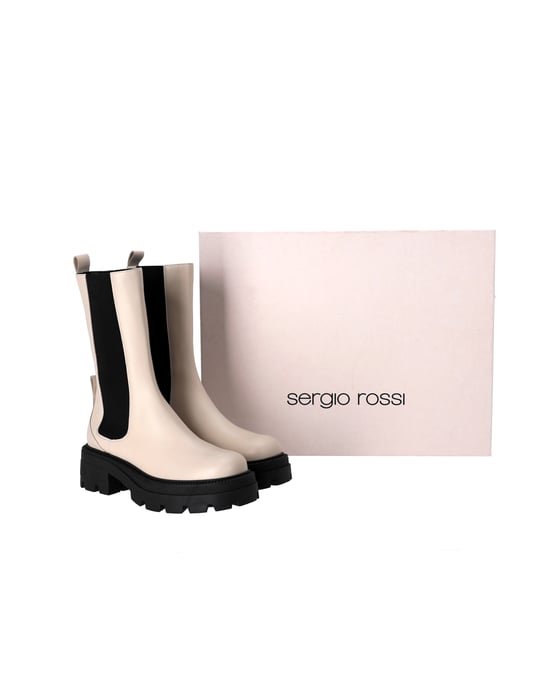 Sergio Rossi Milla Platform Boots in White Leather - Image 6