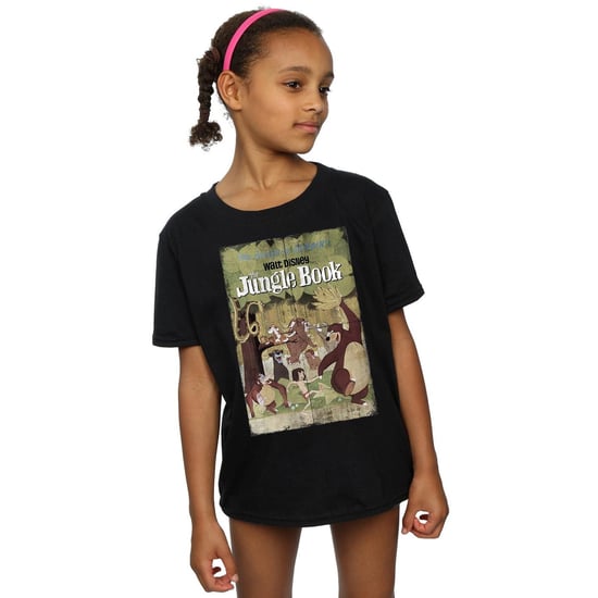 Disney Girls The Jungle Book Retro Poster Cotton T-Shirt (Black)