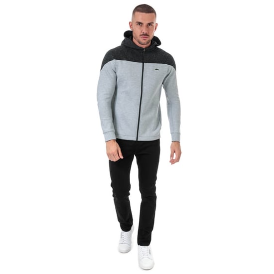 Men's Lacoste Colourblack Two Ply Zull Zip Hoody in Grey - Image 3