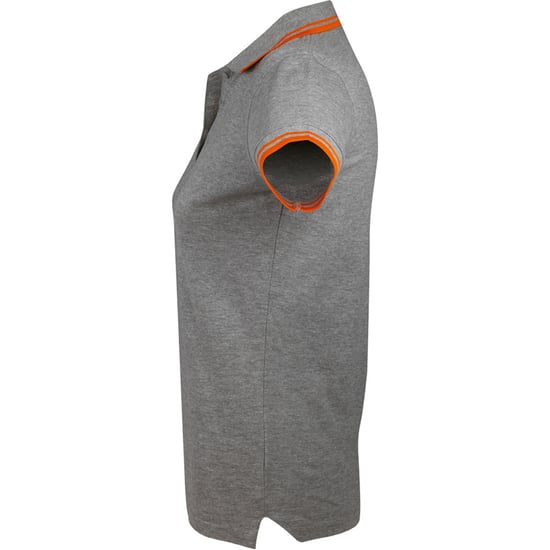 SOLS Dames/dames Pasadena getipt korte mouw Pique Polo Shirt (Grijze mergel/oranje) - Image 3