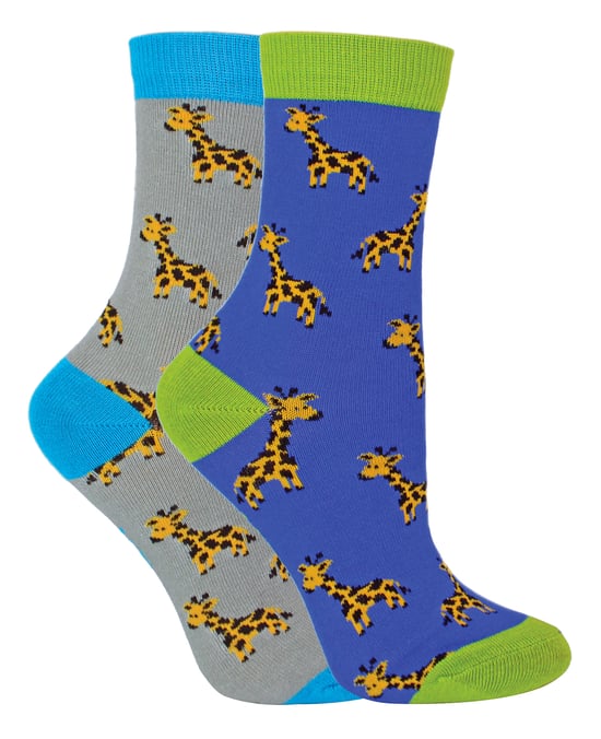 Mr Heron - 2 Pairs Boys Bamboo Animal Patterned Socks - Giraffes - Image 1