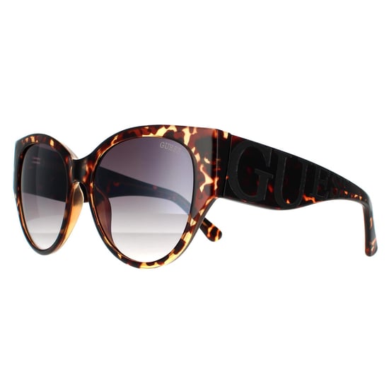 Guess Cat Eye Womens Dark Havana Smoke Mirror Sunglasses