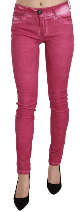 Dolce & Gabbana Dames Roze Fluwelen Mid Waist Skinny Jeans - Image 1