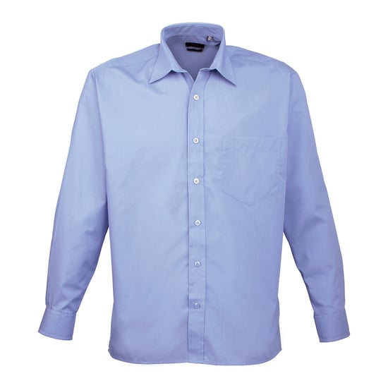 Premier Mens Poplin Long-Sleeved Shirt (Mid Blue) - Image 1