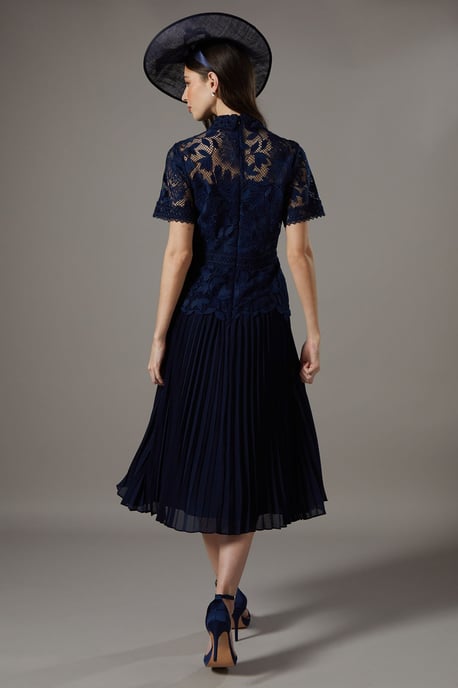 Lace Top Pleated Dress