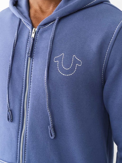 Big T Zip Up Hoodie in Navy