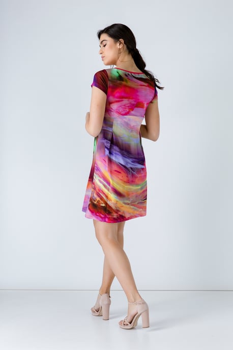 Pleat Detail Print Dress