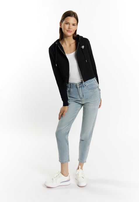 Mymo Bijgesneden hoodie met rits Dames zwart - Image 2