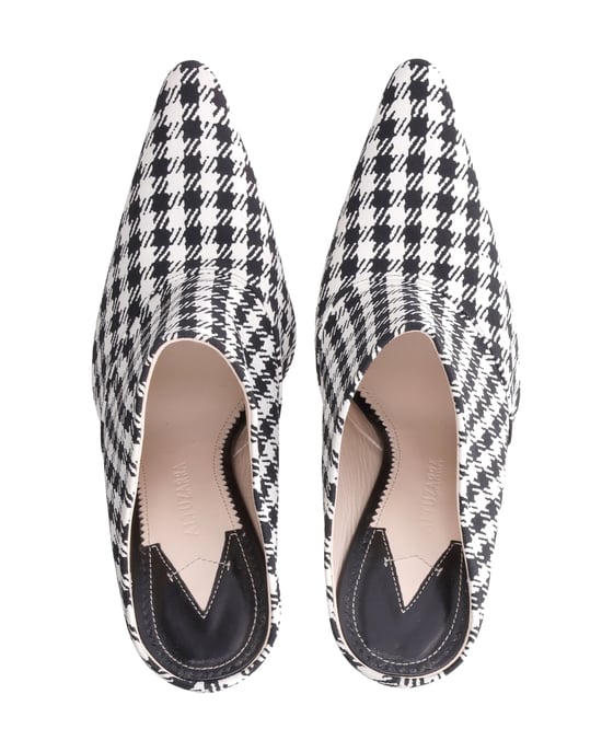Altuzarra Checkered Davidson Houndstooth Mules in White Canvas