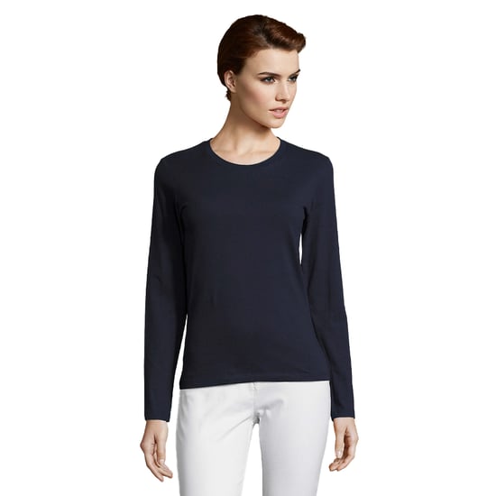 SOLS Womens/Ladies Imperial Long-Sleeved T-Shirt (French Navy) - Image 1