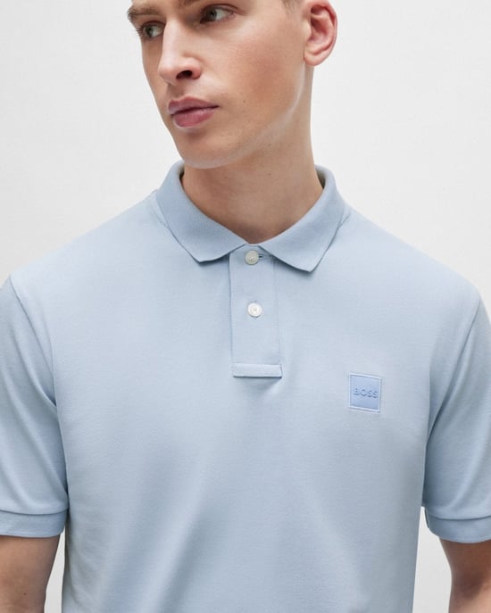 BOSS Orange Passenger Mens Stretch-Cotton Slim-Fit Polo Shirt with Logo Patch - Image 2