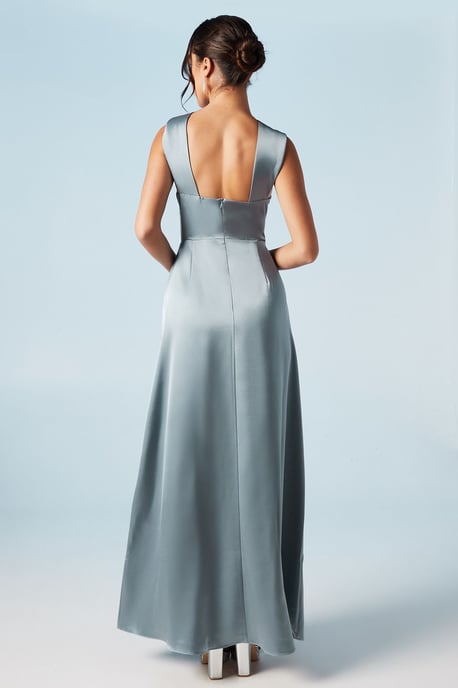Twisted Halterneck Satin Maxi Dress
