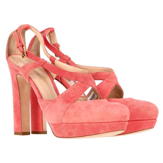 Jil Sander Korsrem Chunky Heel Plattform Pumps i Koralmocka - Image 4