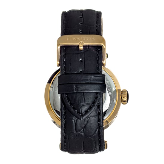 Heritor Automatic Ganzi Semi-Skeleton Leather-Band Watch