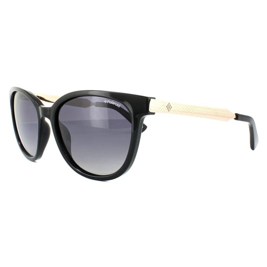 Polaroid Cat Eye Womens Black Rose Gold Grey Gradient Polarized Sunglasses