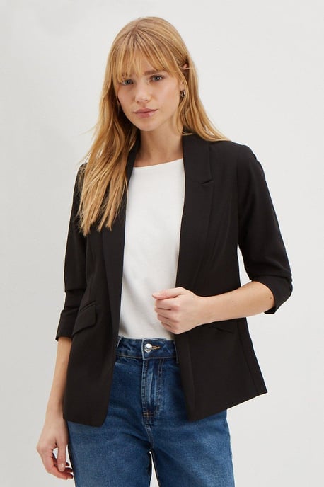 Ruched Sleeve Blazer - Image 1