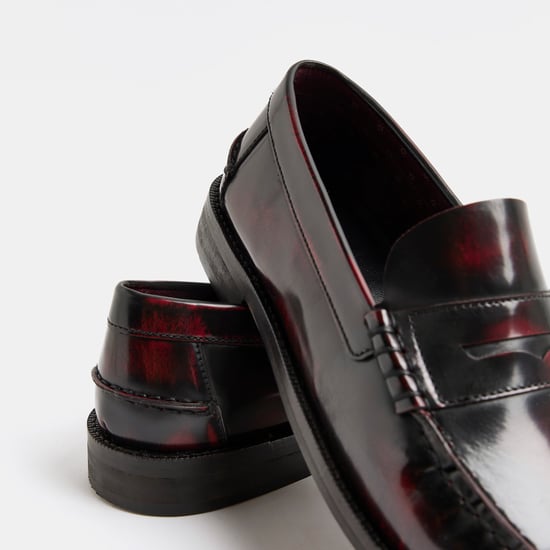 River Island Mens Loafers Slip On Shoes - Red