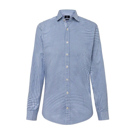 Men's Hackett, Melange Check Long Sleeve Shirt in Blue & White - Image 1