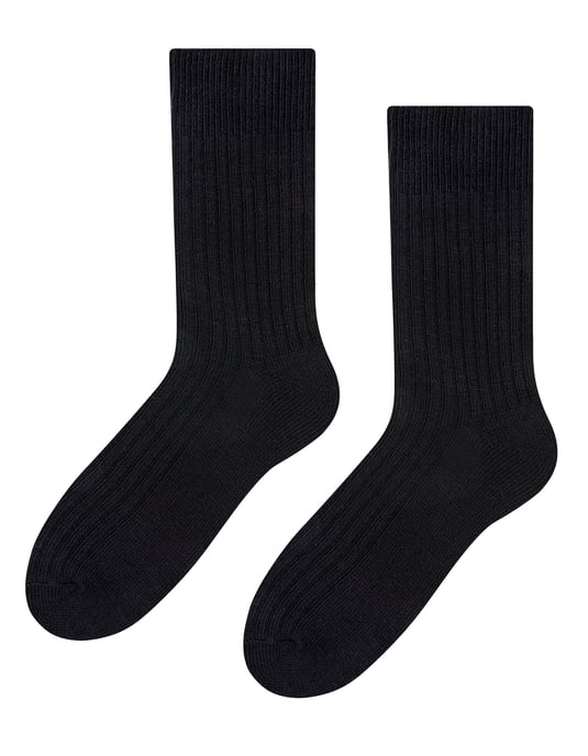 Mens Alpaca Wool Socks for Winter | Steven | Knitted Crew Boot Socks - Black - Image 1