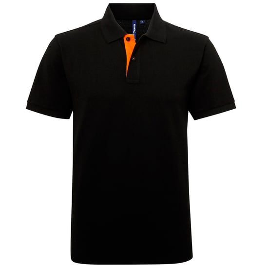 Asquith & Fox Heren Klassieke Pasvorm Contrast Poloshirt (Zwart / Oranje) - Image 1