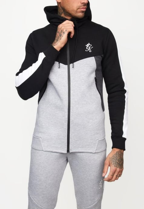 Gym King Koen Mens Zip Up Hoodie Black/Grey - Image 1