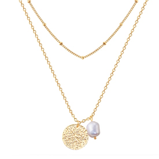 Necklace stainless steel yellow gold freshwater cultured pearl white Valero Pearls - Image 1