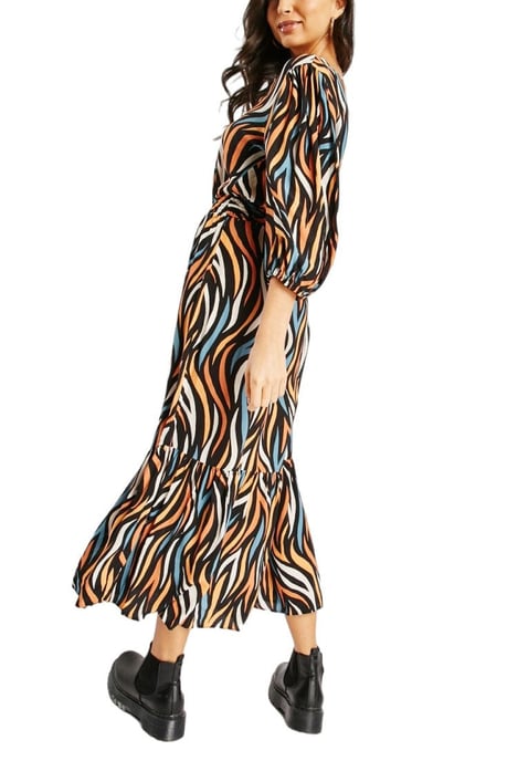 Midaxi V Neck Ruched Waist Dress